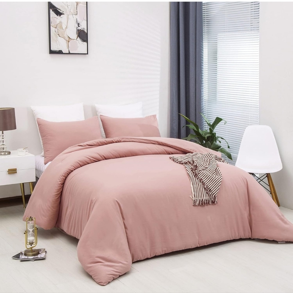 Cottonight Pink Comforter Set Full Blush Pink Bedding Set for Girls Women Mauve